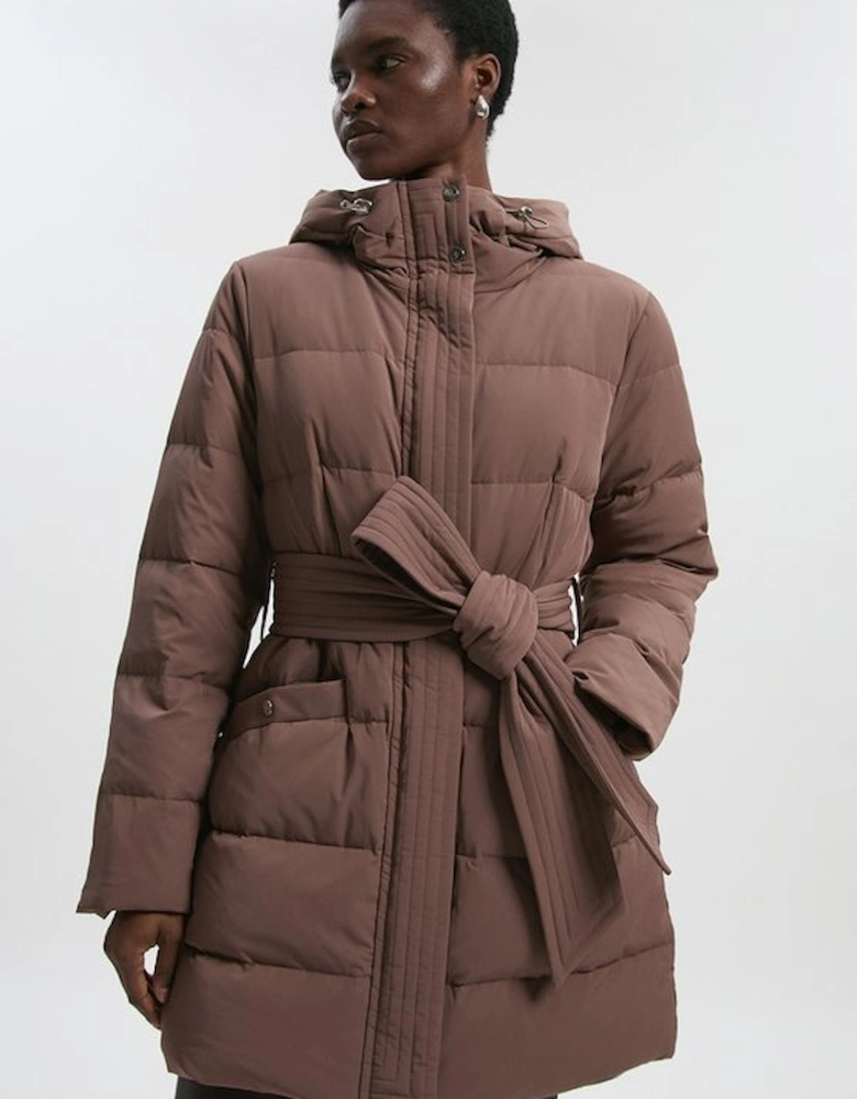 Real Down Belted Midi Coat