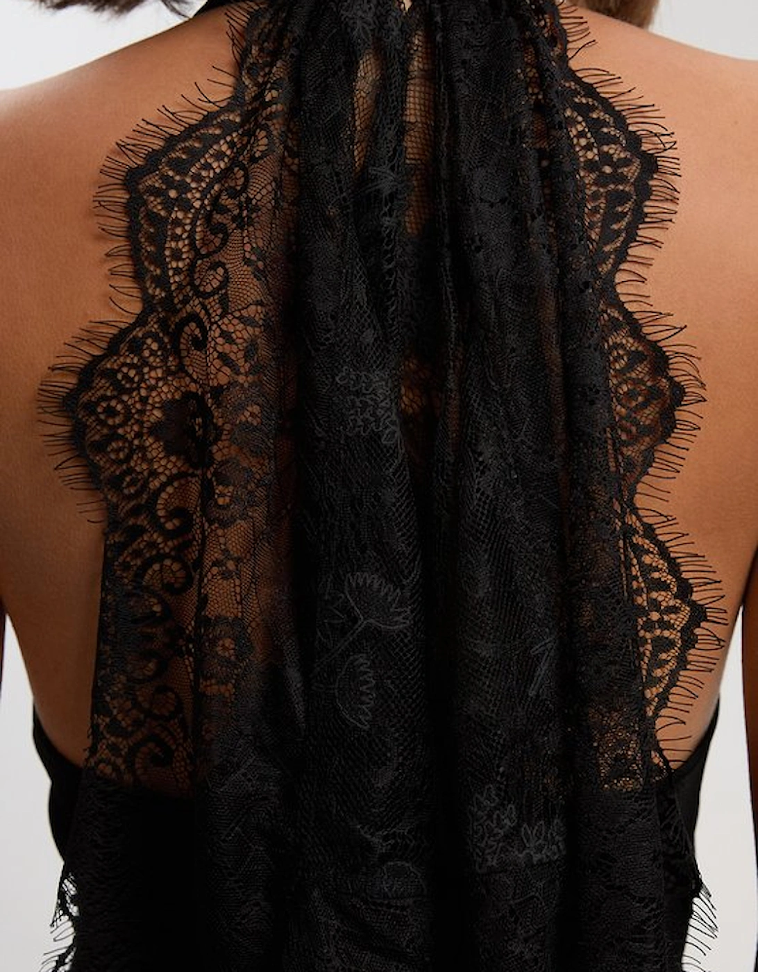 Viscose Blend Slinky Sheer Lace Back Detail Knit Midi Dress