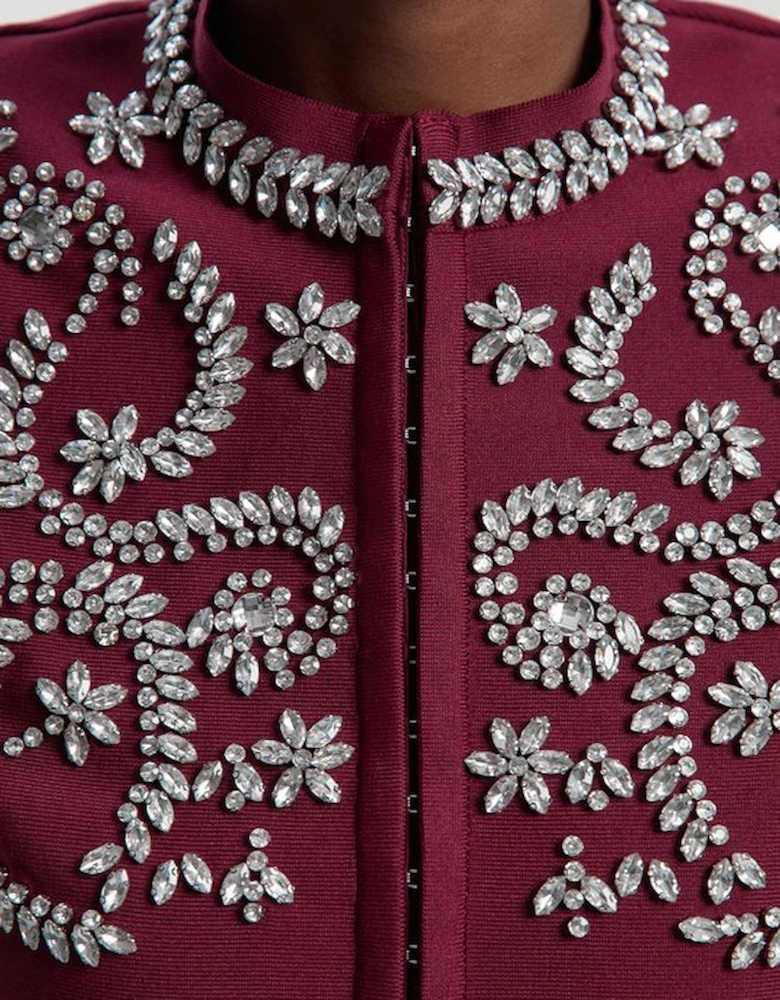 Figure Form Bandage Embellished Knit Jacket