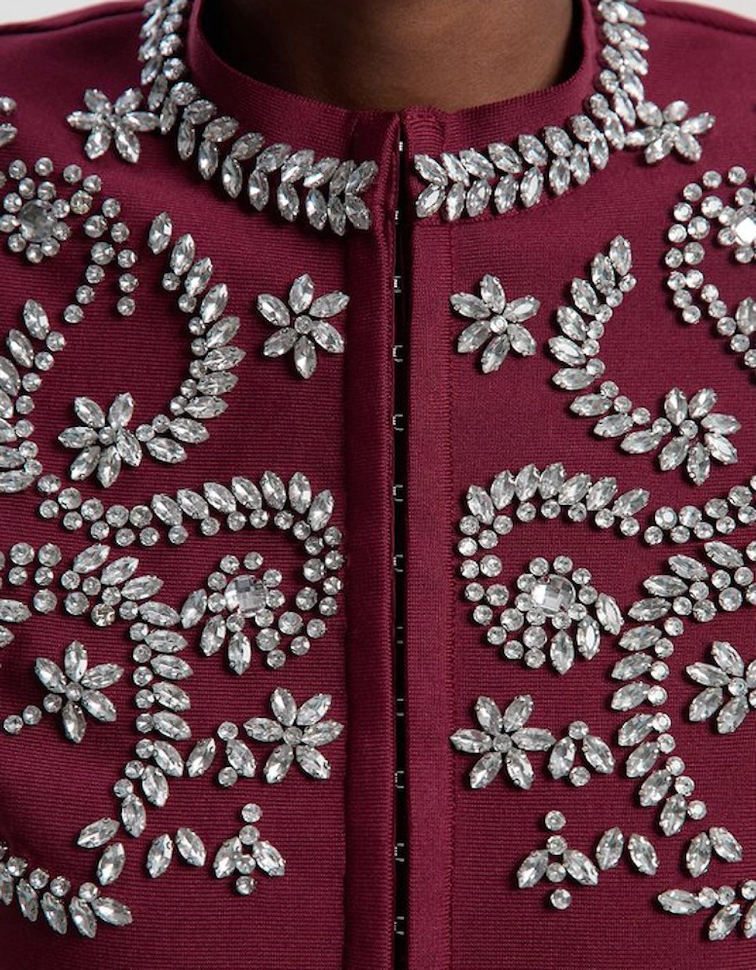 Figure Form Bandage Embellished Knit Jacket