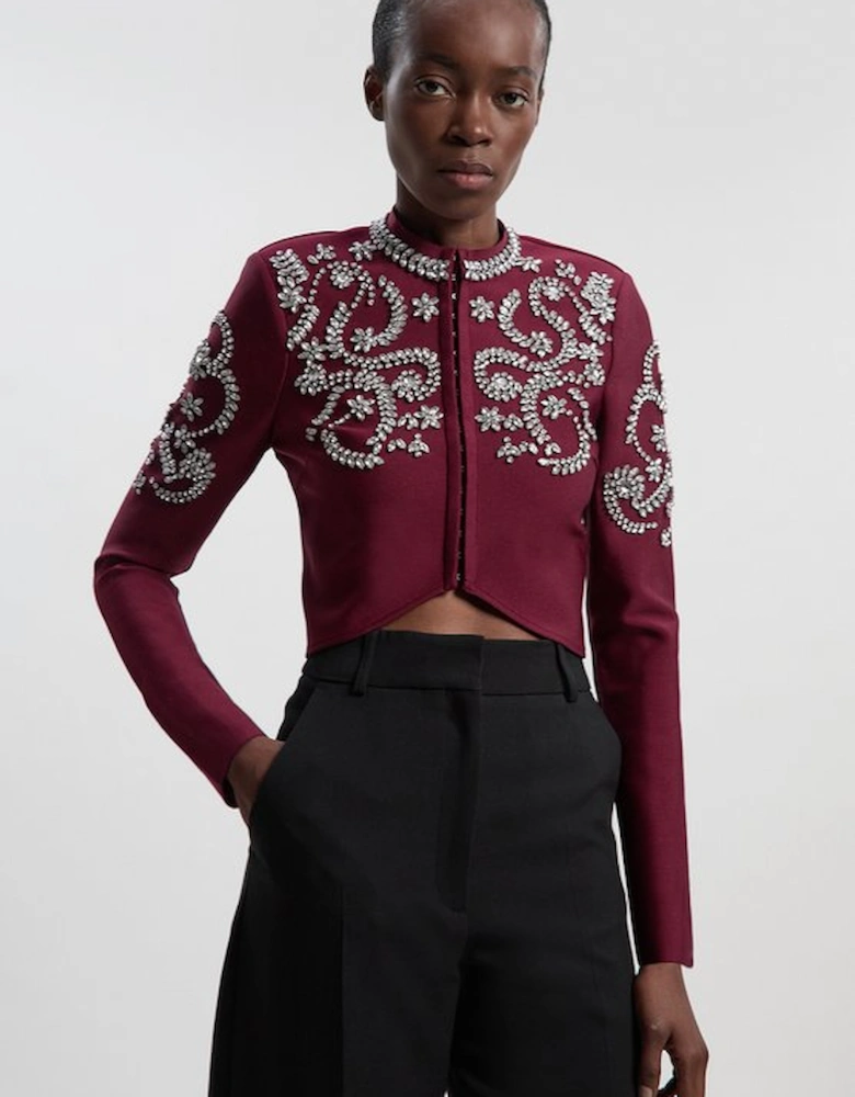 Figure Form Bandage Embellished Knit Jacket