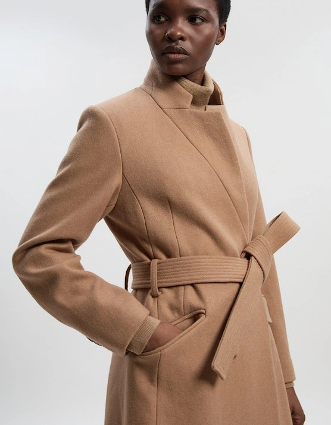 Wool Investment Notch Neck Tailored Midi Coat