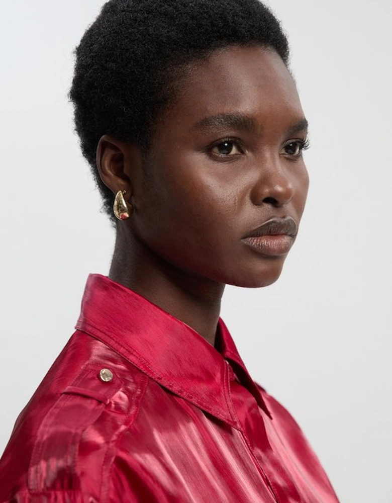 Metallic Woven Collared Shirt