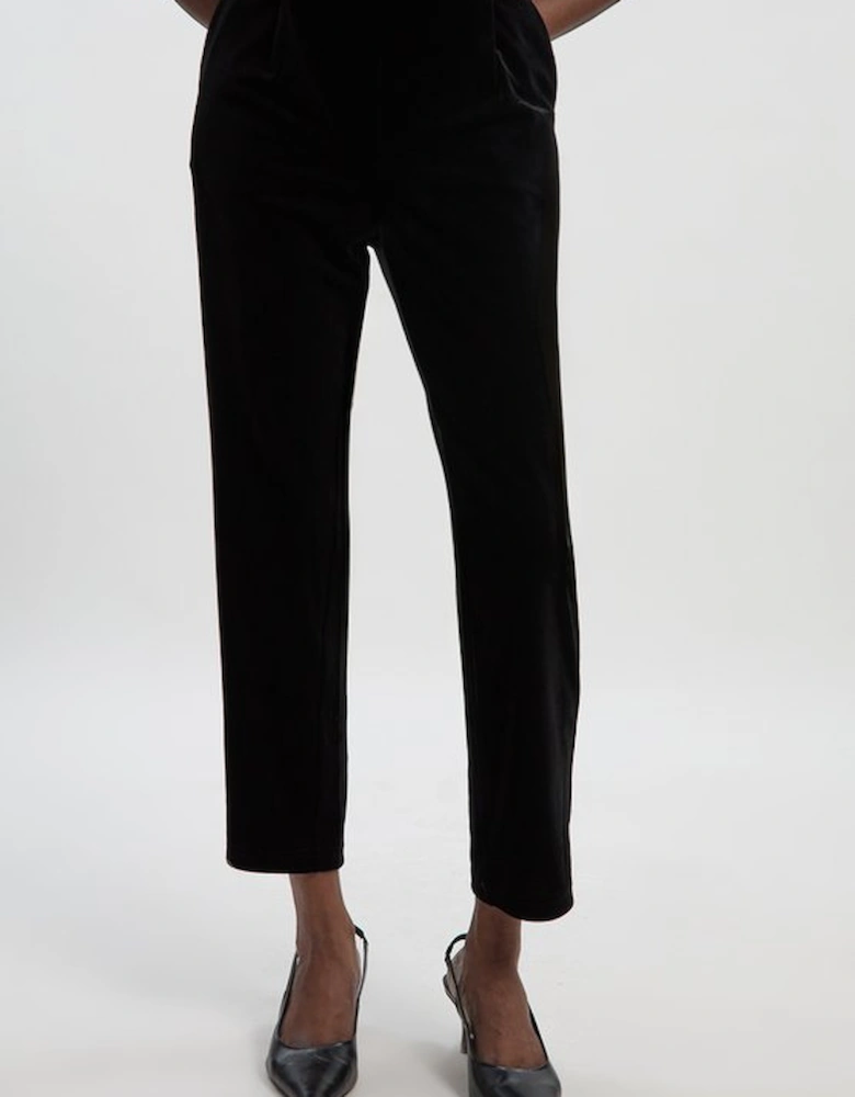 Tailored Velvet High Waist Slim Leg Trouser