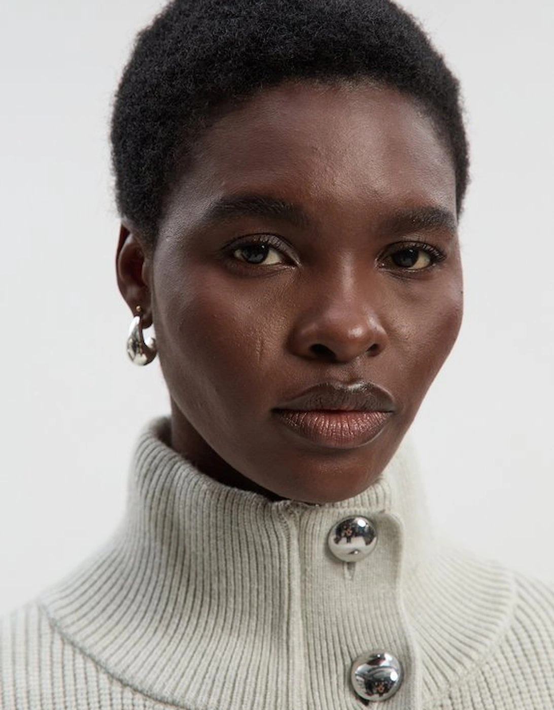 Cable Knit Belted Funnel Neck Jacket