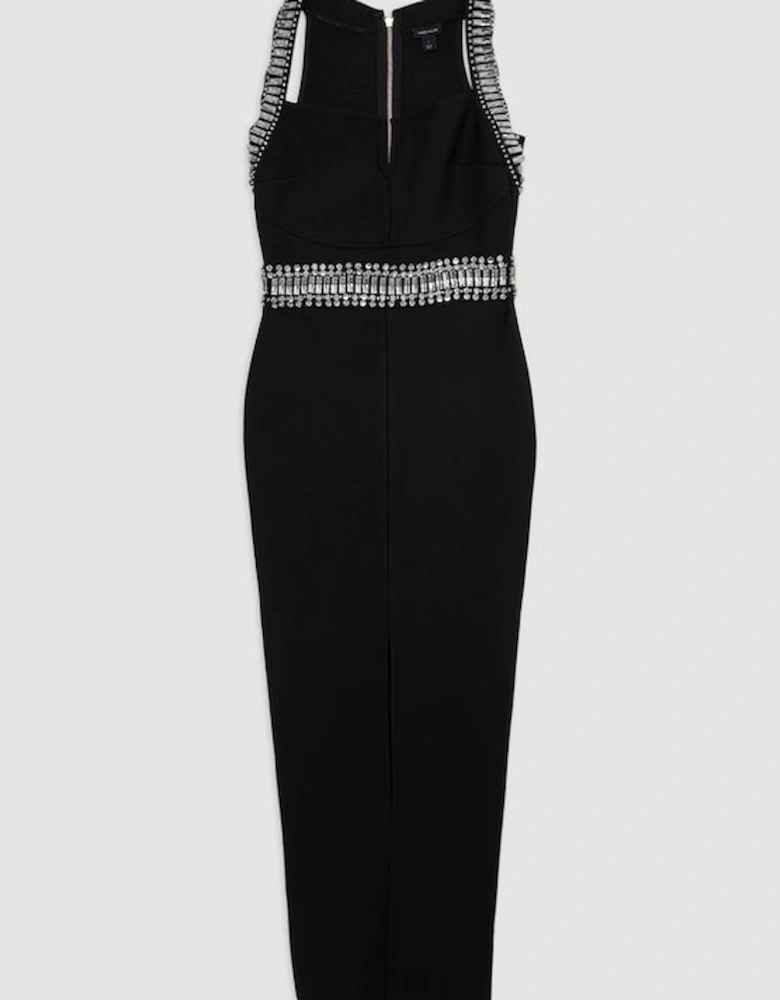 Plus Size Bandage Figure Form Knit Embellished Maxi Dress