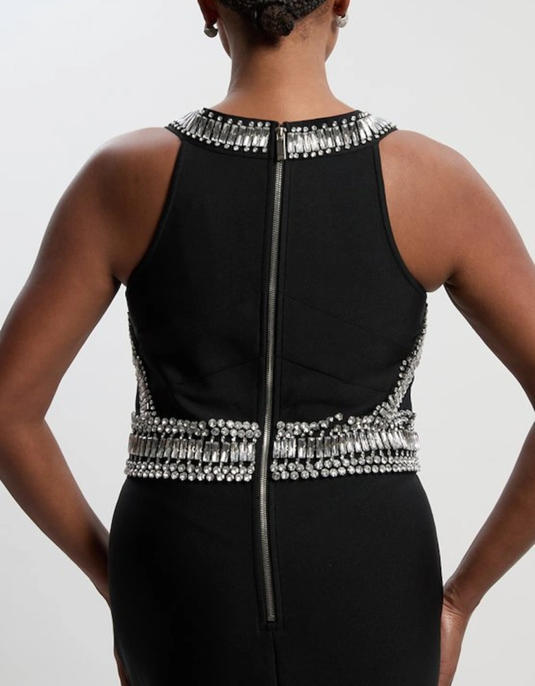 Plus Size Bandage Figure Form Knit Embellished Maxi Dress