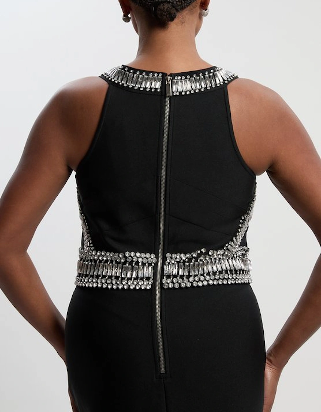 Plus Size Bandage Figure Form Knit Embellished Maxi Dress
