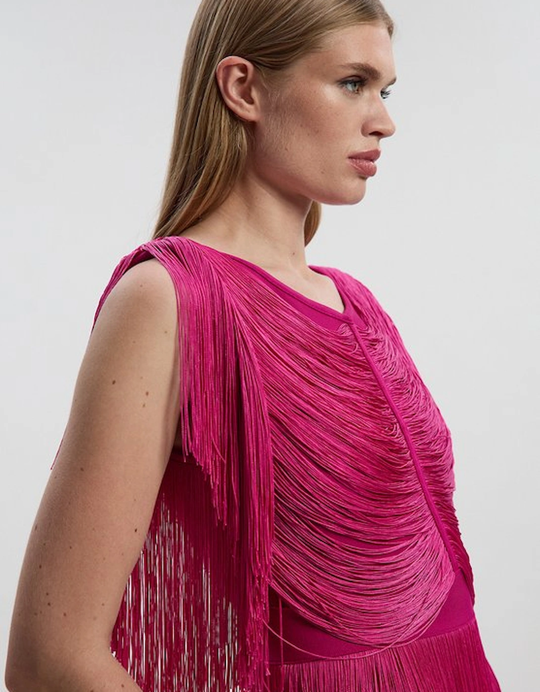 Maxi Draped Fringe Knitted Mini Dress