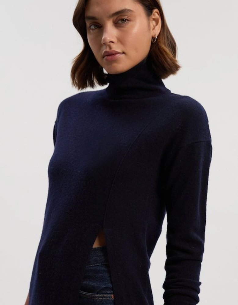 Cashmere Blend Deep Slip Longline Knit Top