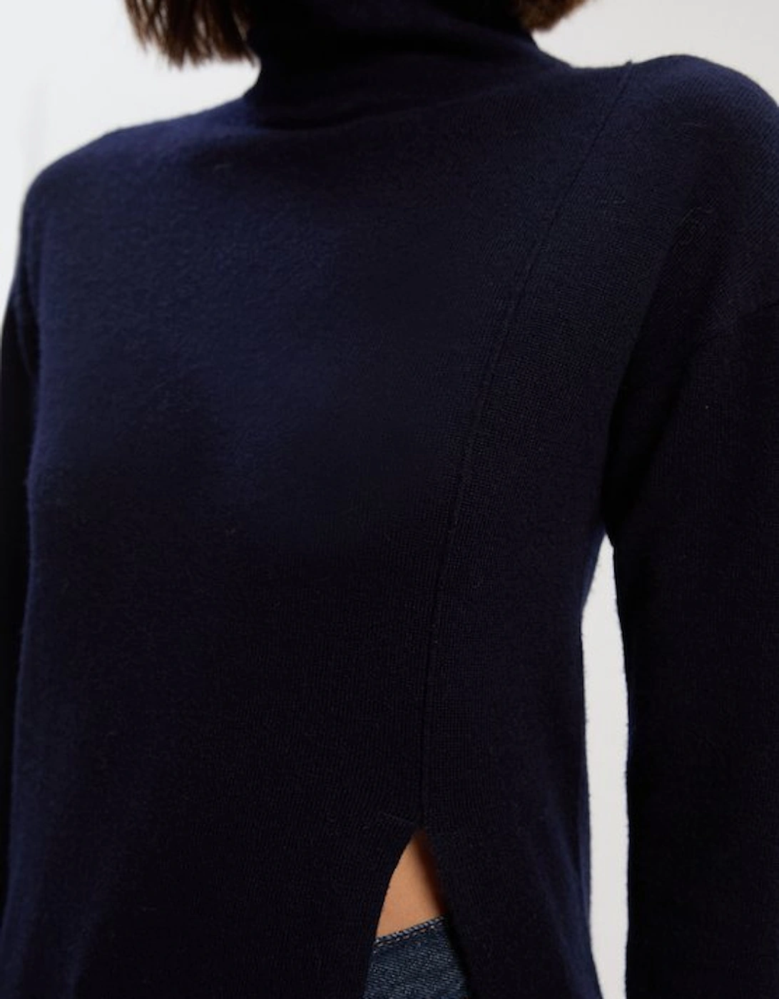 Cashmere Blend Deep Slip Longline Knit Top