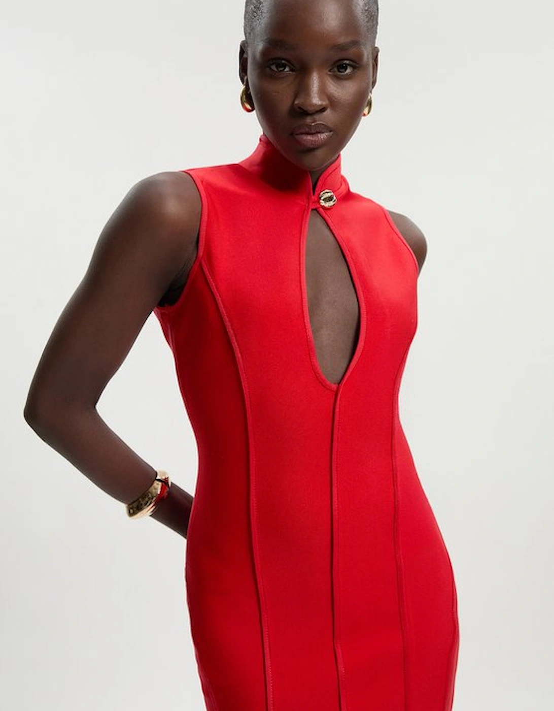 Figure Form Bandage Sleeveless Pencil Knit Maxi Dress