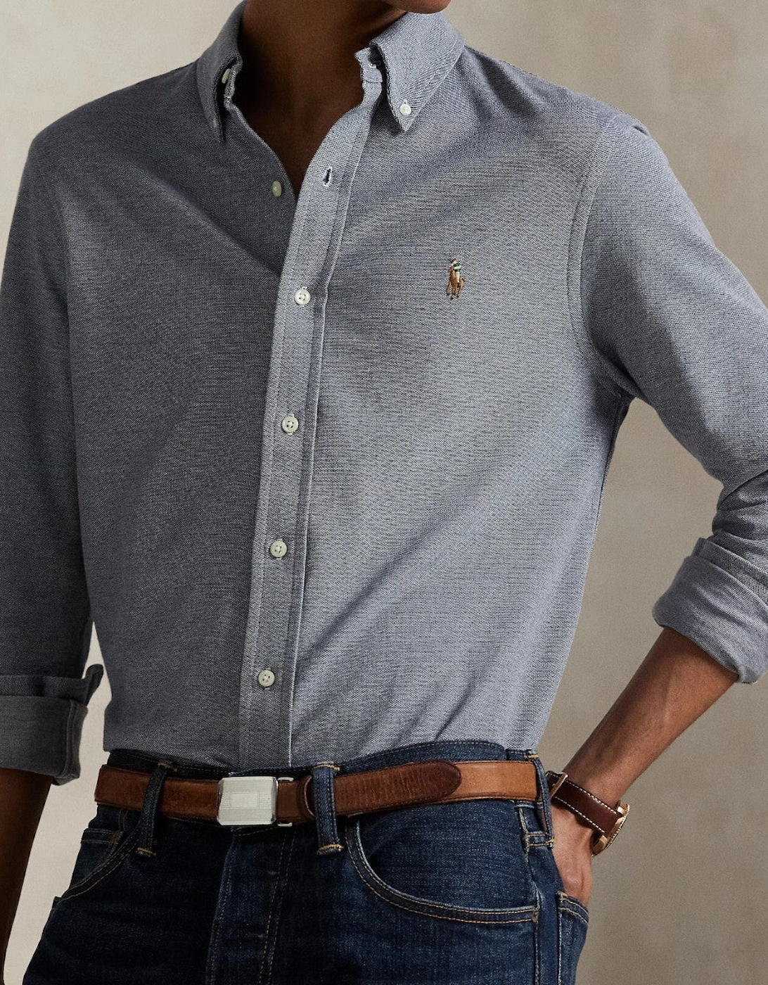 LS Oxford Mesh Shirt 002 Newport Navy/Multi PP