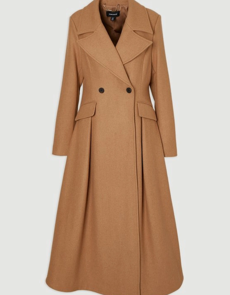 Petite Wool Tailored Flared Skirt Midi Coat
