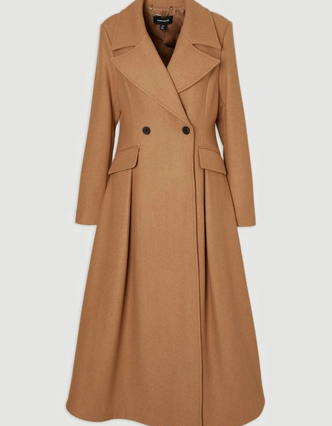 Petite Wool Tailored Flared Skirt Midi Coat