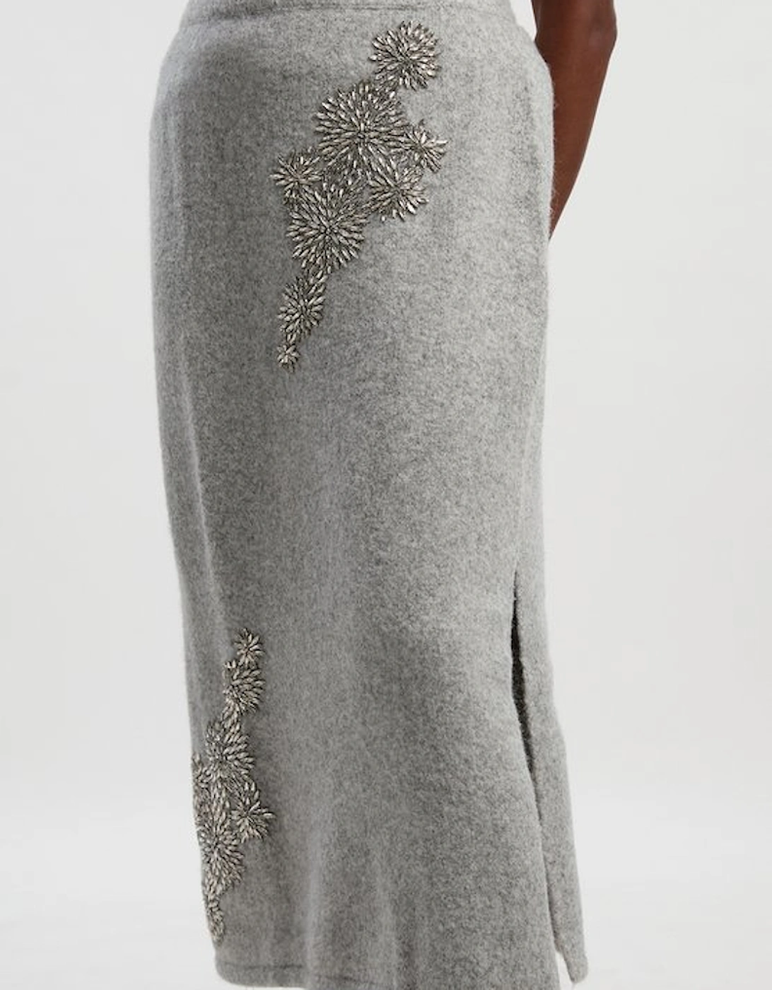 Plus Size Wool Blend Embellished Cosy Pencil Midi Skirt