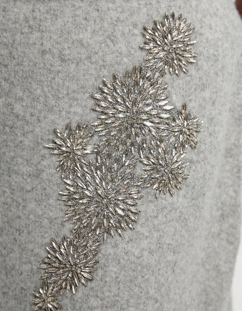 Plus Size Wool Blend Embellished Cosy Pencil Midi Skirt