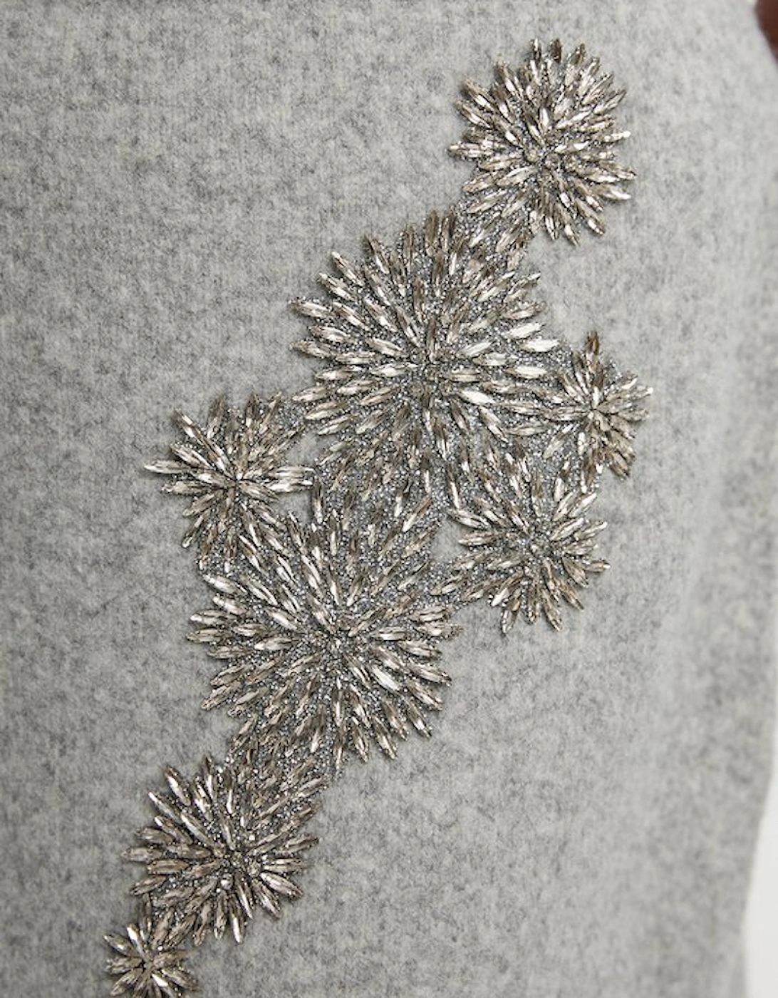 Plus Size Wool Blend Embellished Cosy Pencil Midi Skirt