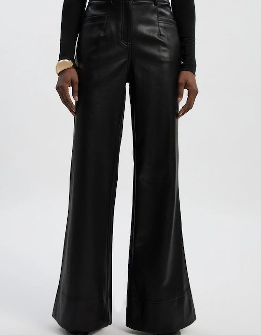 Faux Leather Tailored Kickflare Trouser
