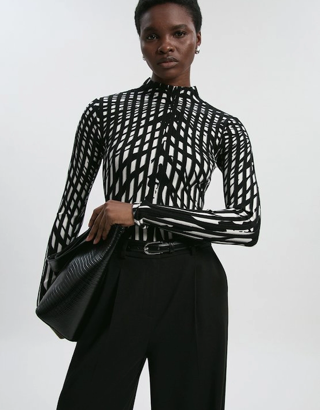 Zebra Jacquard Knit Long Sleeve Top, 4 of 3