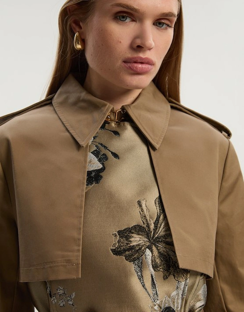 Tall Tailored Jacquard Mix Trench Midi Coat