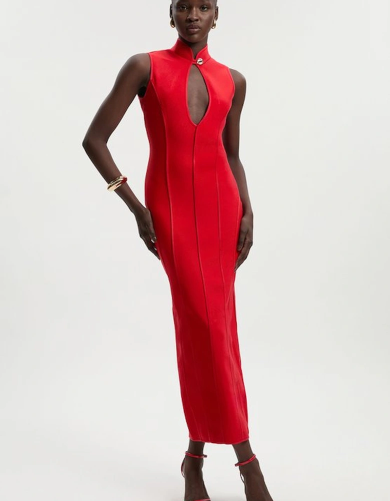 Figure Form Bandage Sleeveless Pencil Knit Maxi Dress