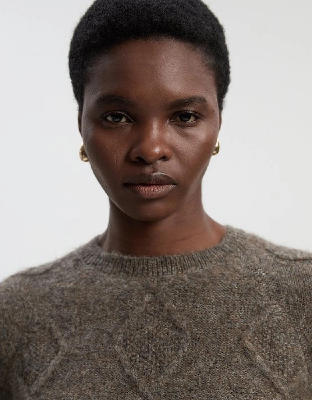 Wool Blend Cosy Cable Stitch Crew Neck Jumper