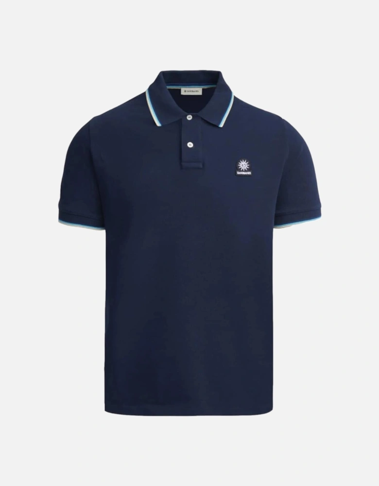 Tipped Badge Pique Polo Shirt Navy