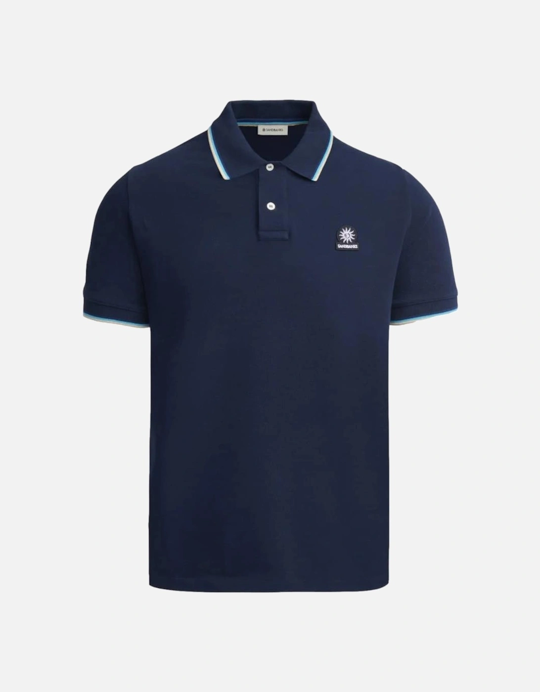 Tipped Badge Pique Polo Shirt Navy, 4 of 3