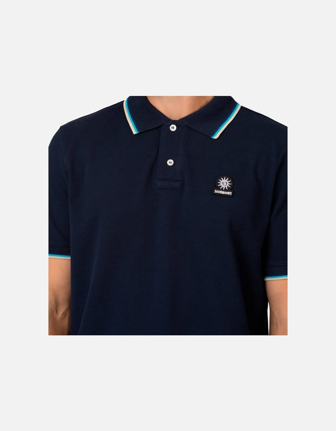 Tipped Badge Pique Polo Shirt Navy