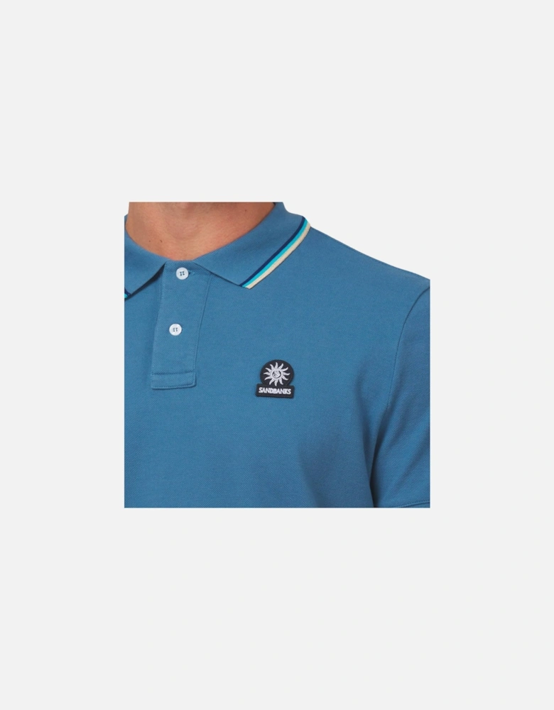 Tipped Badge Pique Polo Shirt Teal