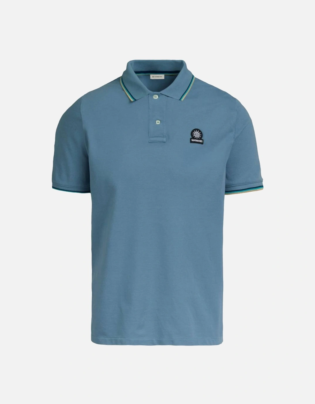 Tipped Badge Pique Polo Shirt Teal, 4 of 3