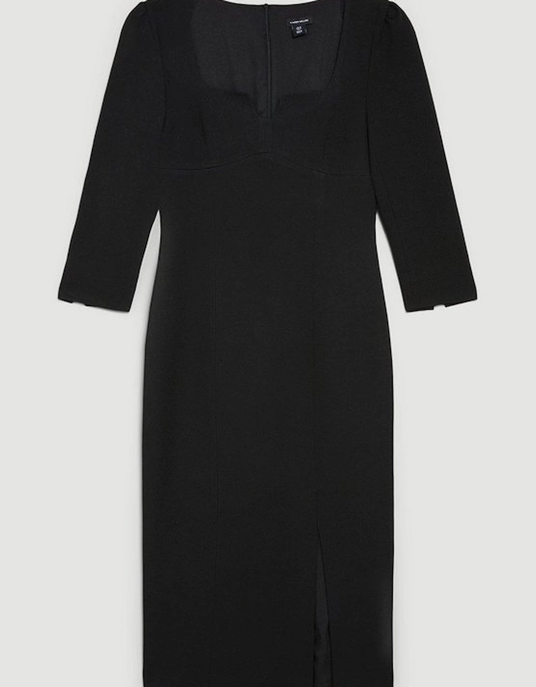 Structured Crepe Sweetheart Neck Split Front Maxi Dress