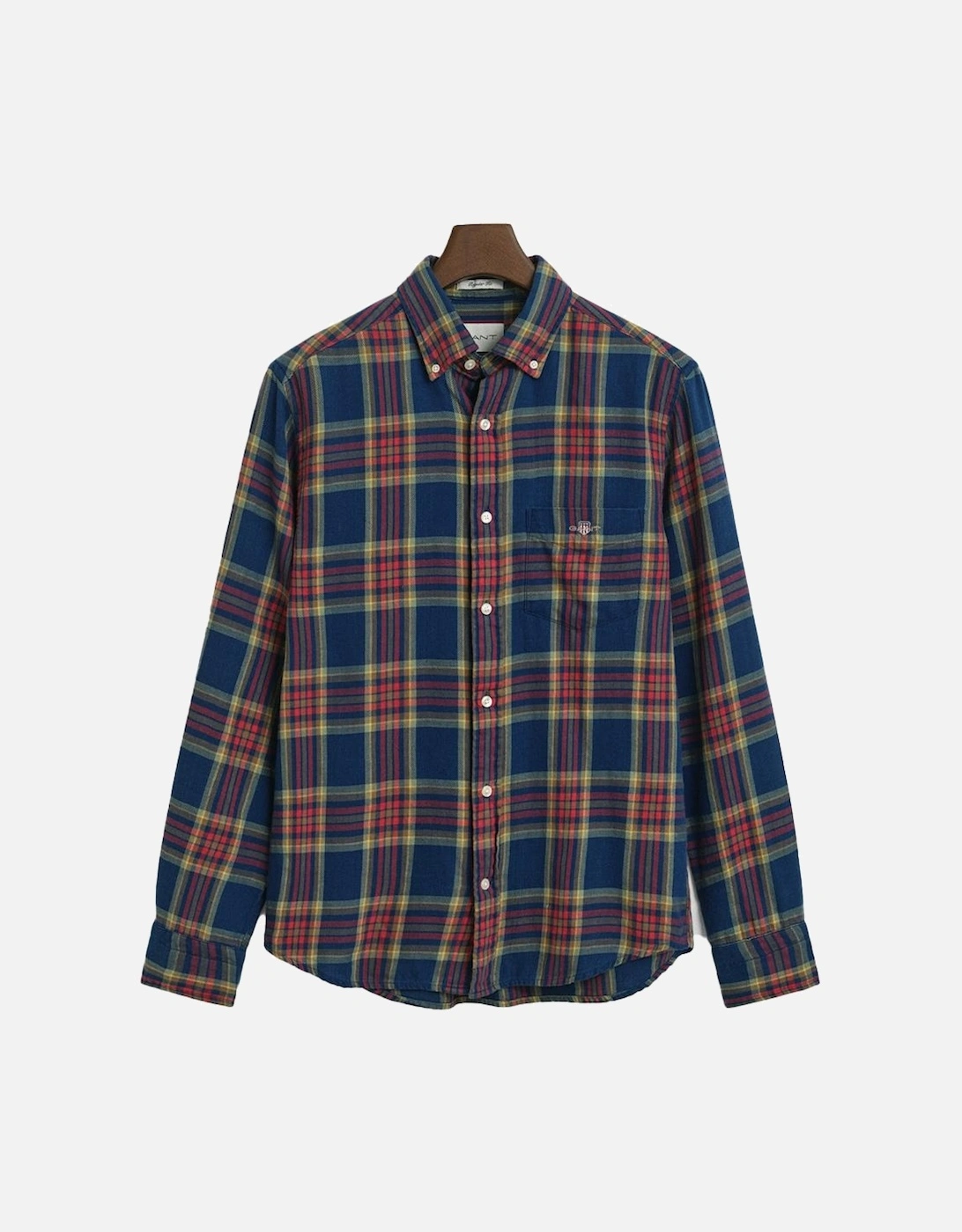 Regular Fit Indigo Twill Check Shirt, Indigo, 2 of 1
