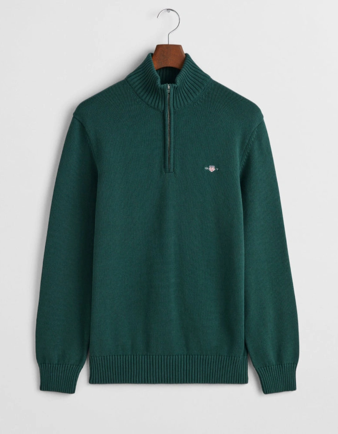Casual Cotton Half Zip Top, Tartan Green, 5 of 4