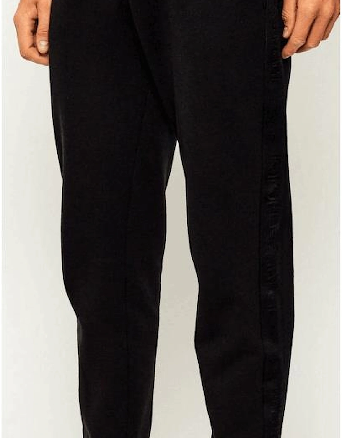 Crew Neck Tape Logo Black Tracksuit
