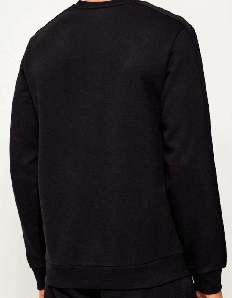 Crew Neck Tape Logo Black Tracksuit