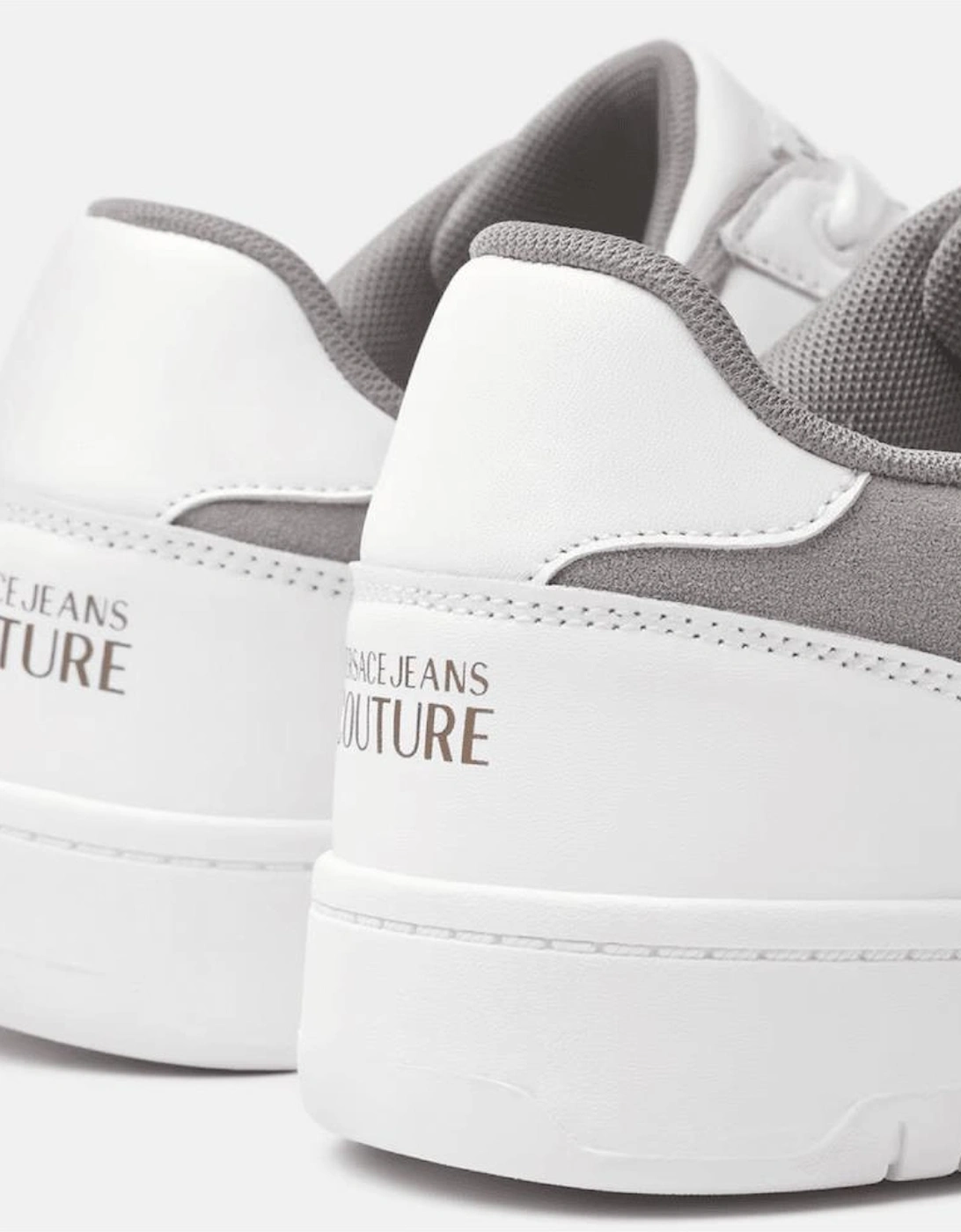 Brooklyn Gold Logo Low-Top Suede White/Grey Trainers