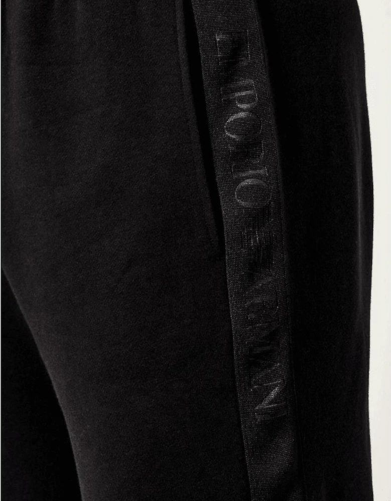 Crew Neck Tape Logo Black Tracksuit