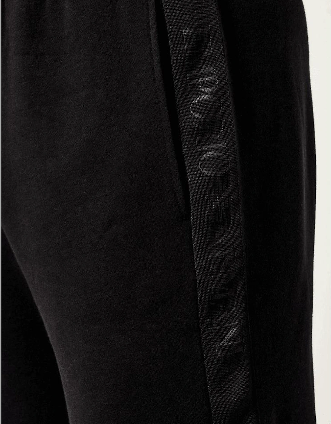 Crew Neck Tape Logo Black Tracksuit