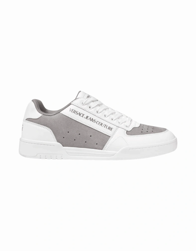 Brooklyn Gold Logo Low-Top Suede White/Grey Trainers