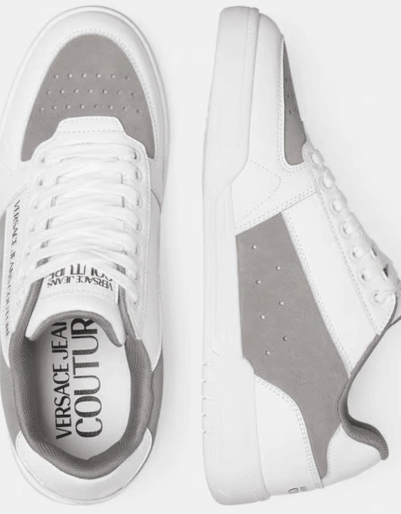 Brooklyn Gold Logo Low-Top Suede White/Grey Trainers