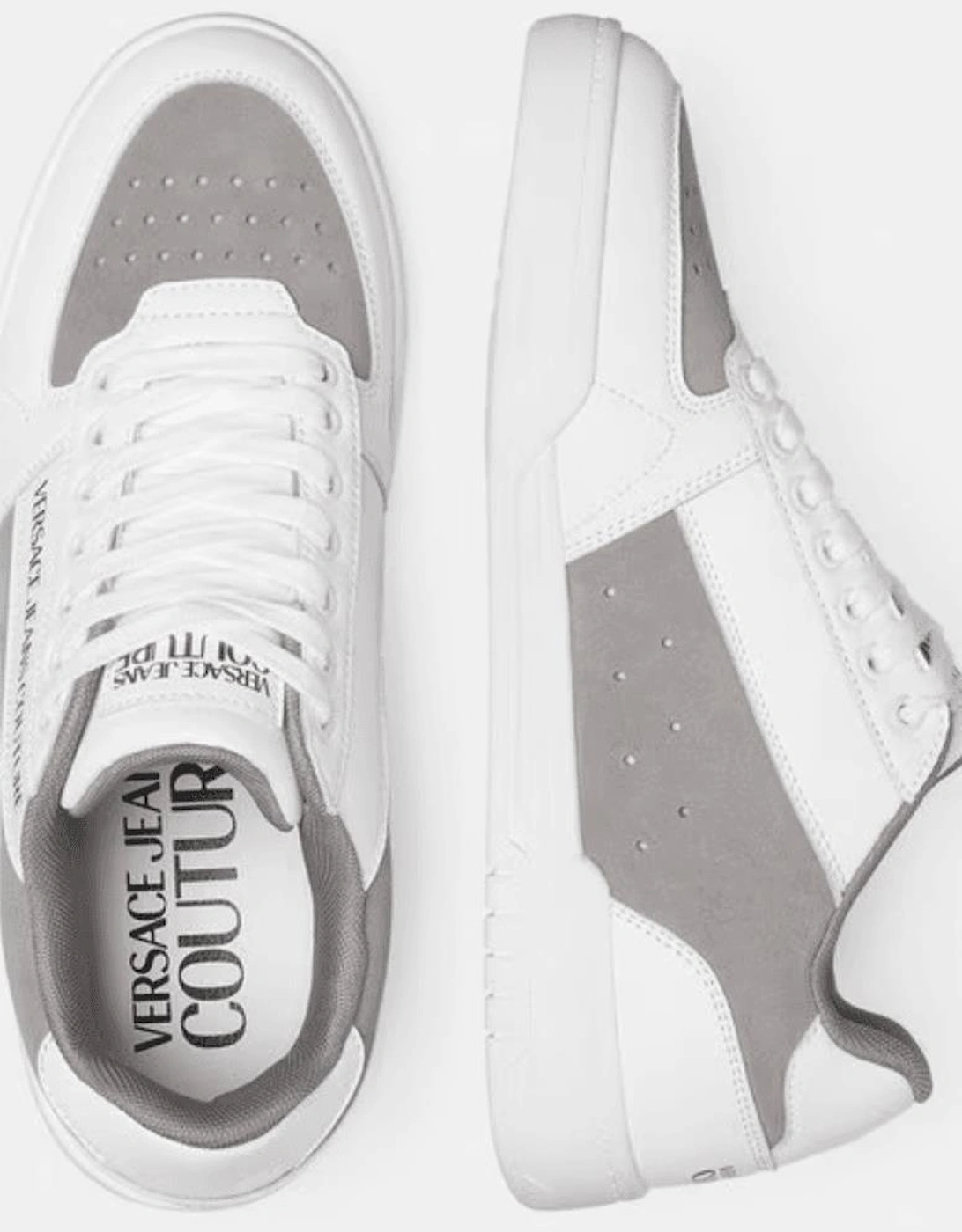 Brooklyn Gold Logo Low-Top Suede White/Grey Trainers