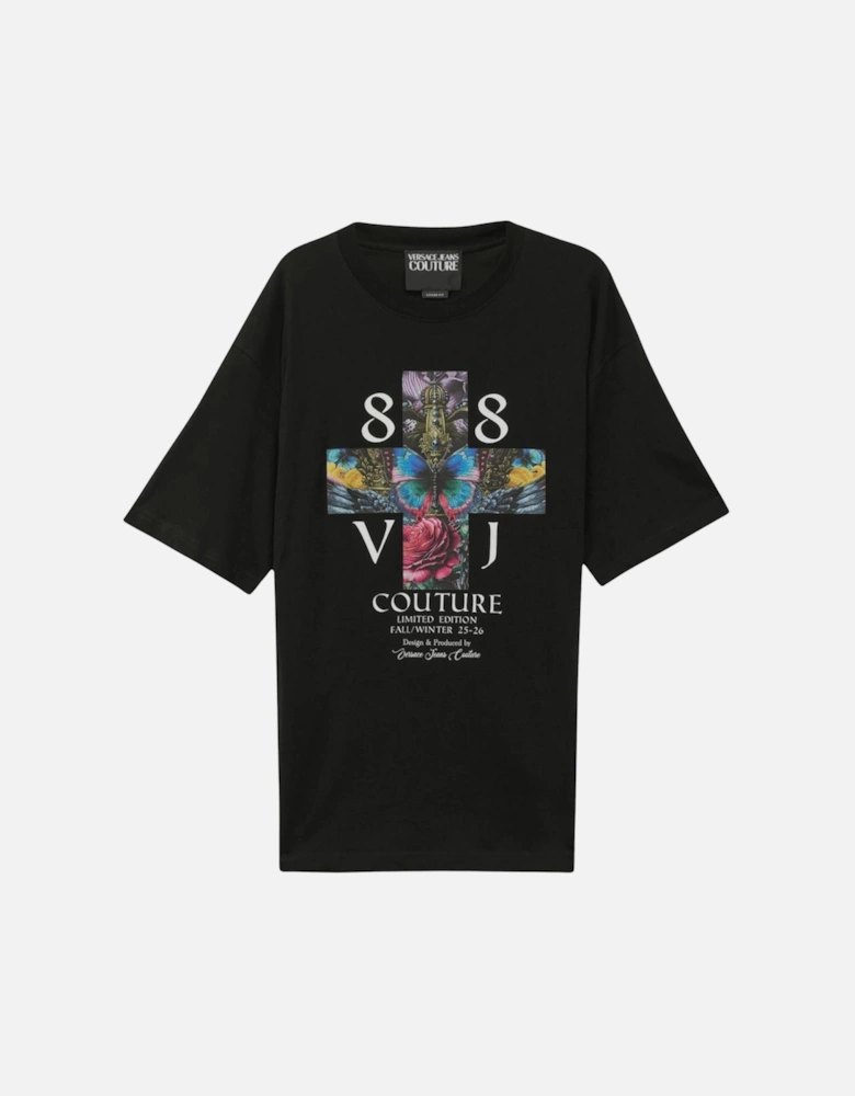 Loose Fit Satin Logo Black T-Shirt
