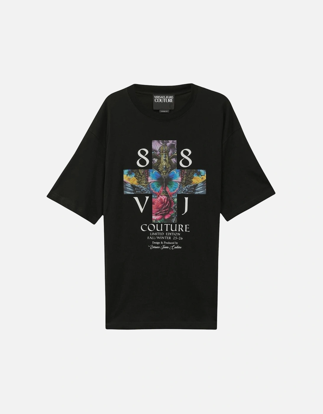 Loose Fit Satin Logo Black T-Shirt, 4 of 3
