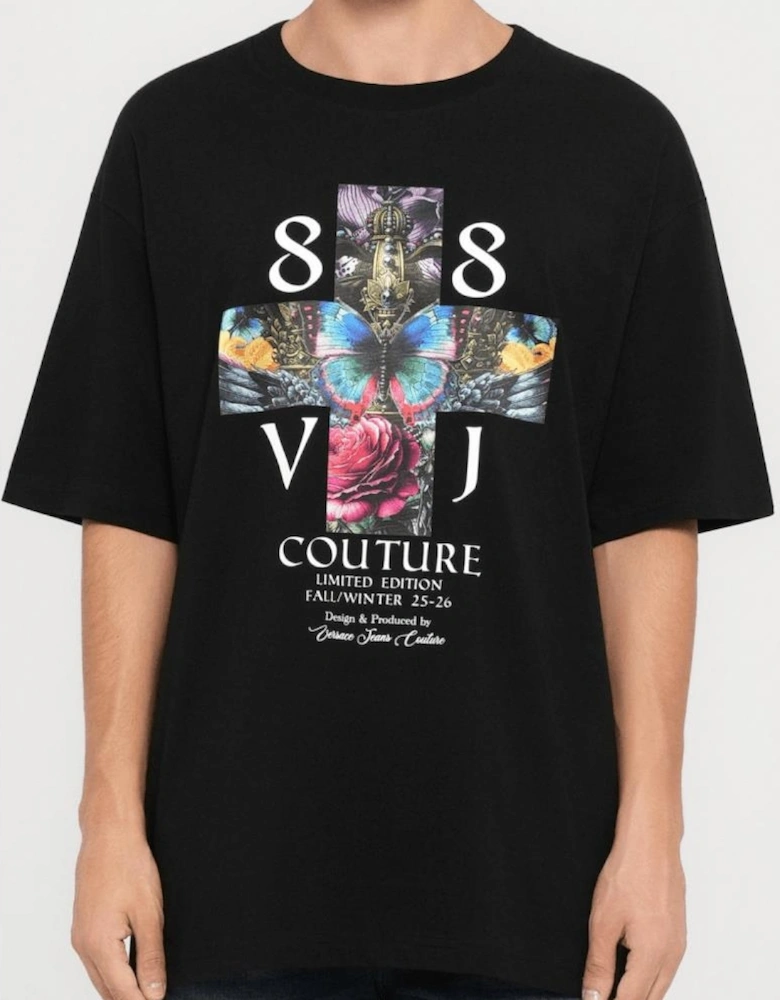 Loose Fit Satin Logo Black T-Shirt