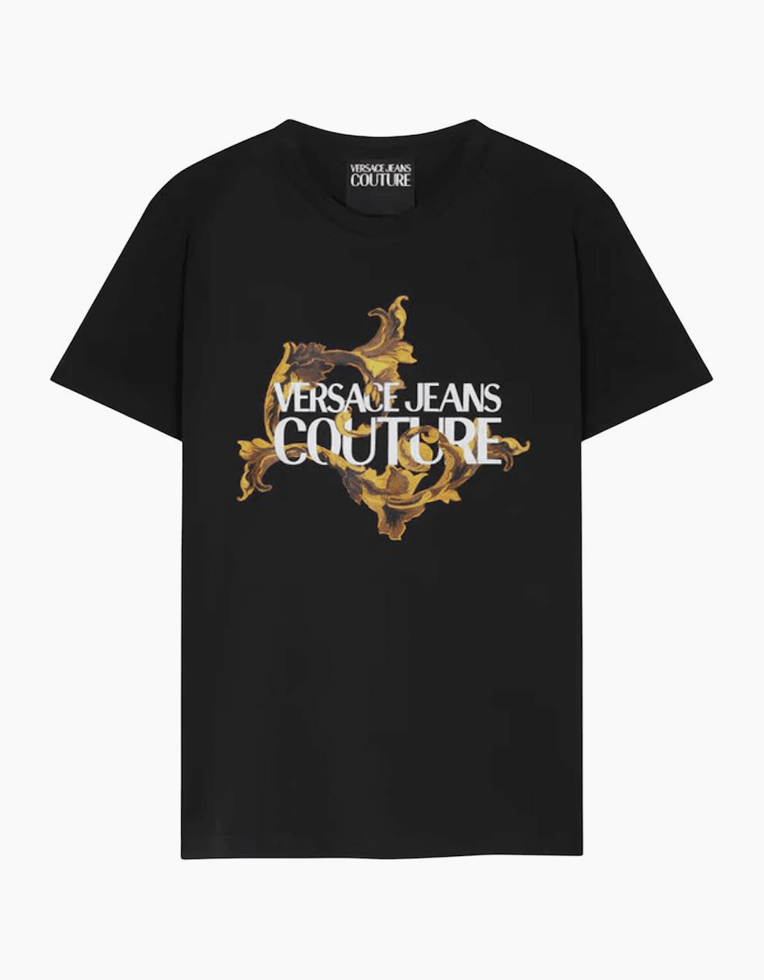 Versace Men's Baroque Logo Black/Gold T-Shirt - Size: 38