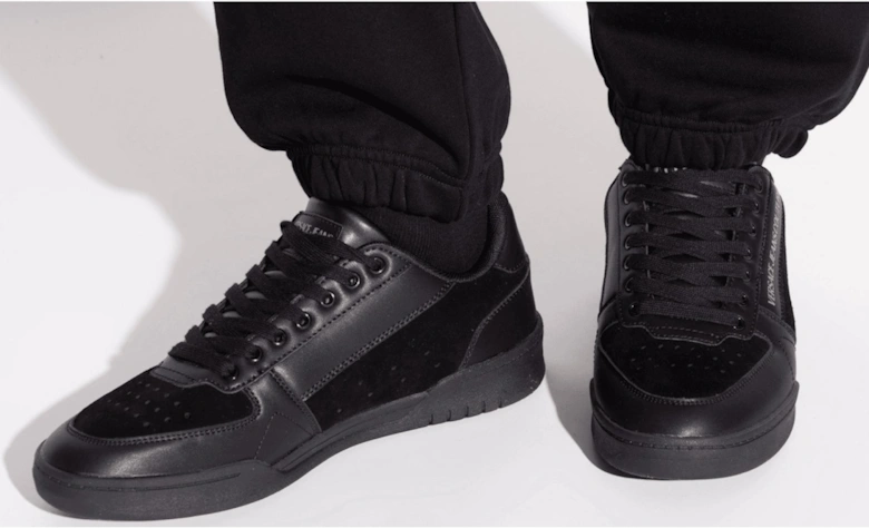 Brooklyn Gold Logo Low-Top Suede Triple Black Trainers