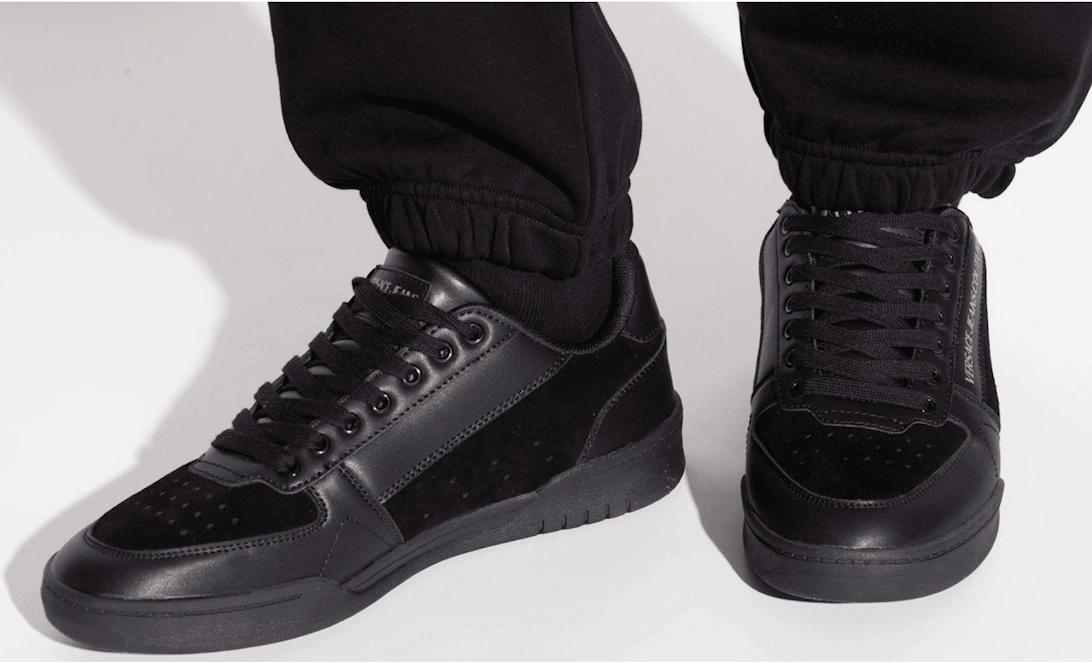 Brooklyn Gold Logo Low-Top Suede Triple Black Trainers