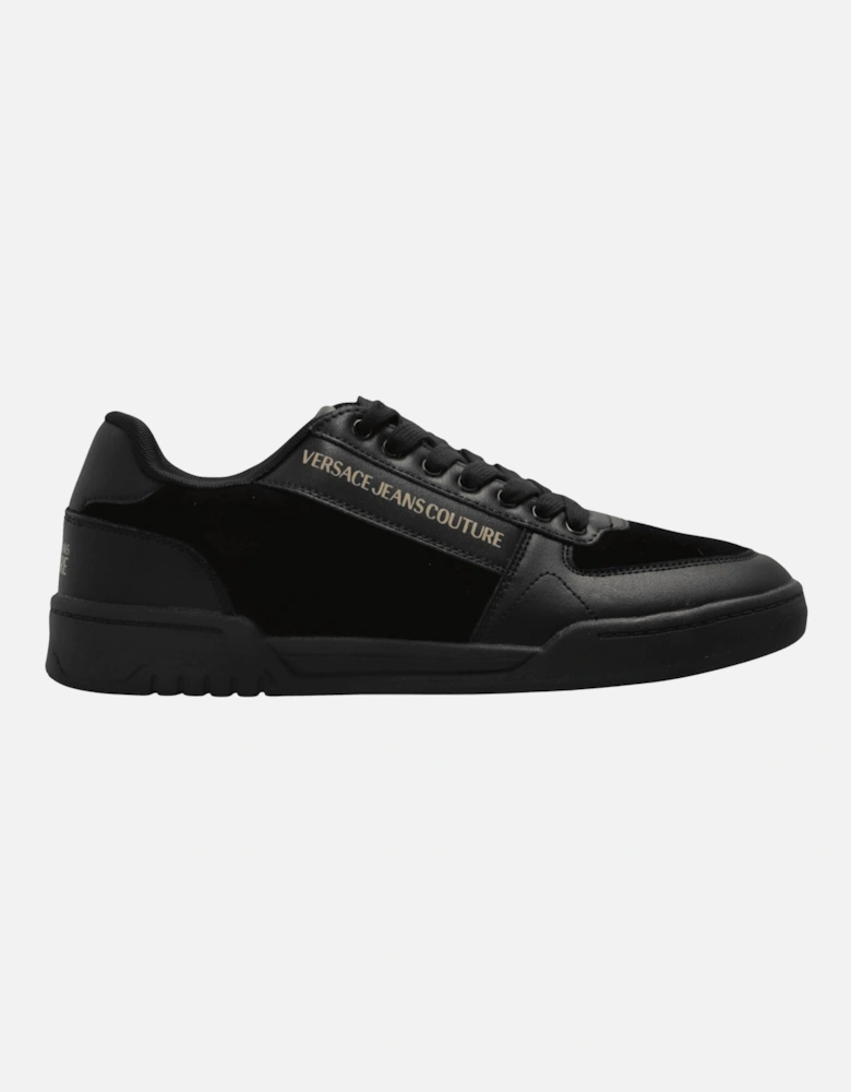 Brooklyn Gold Logo Low-Top Suede Triple Black Trainers